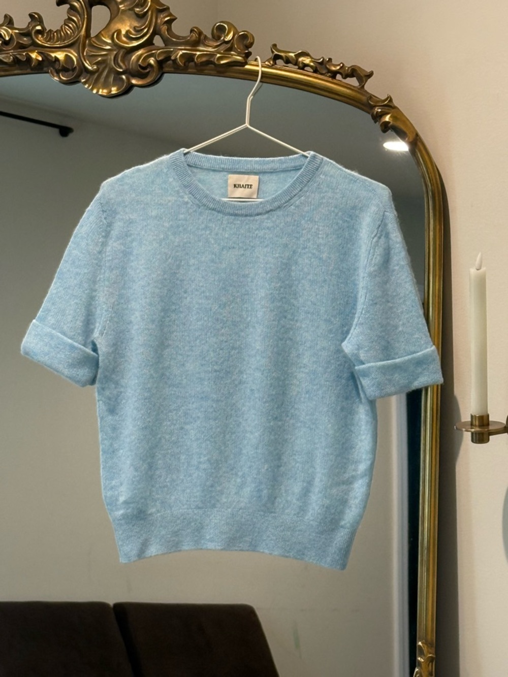 KHAITE Baby Blue Crewneck Cashmere Tee